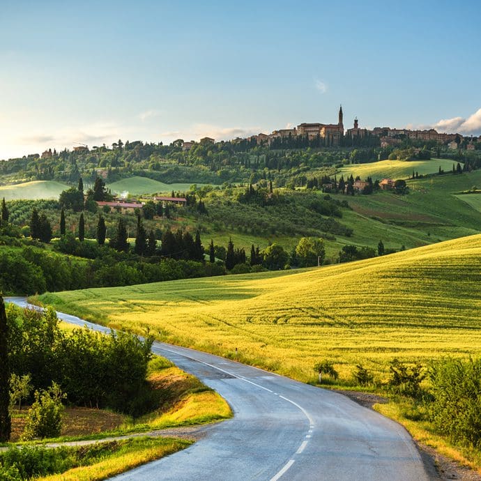 Road into Pienza, Tuscany
