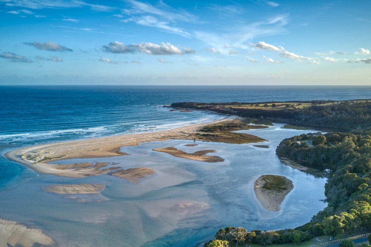Aerial view of Mallacoota Inlet