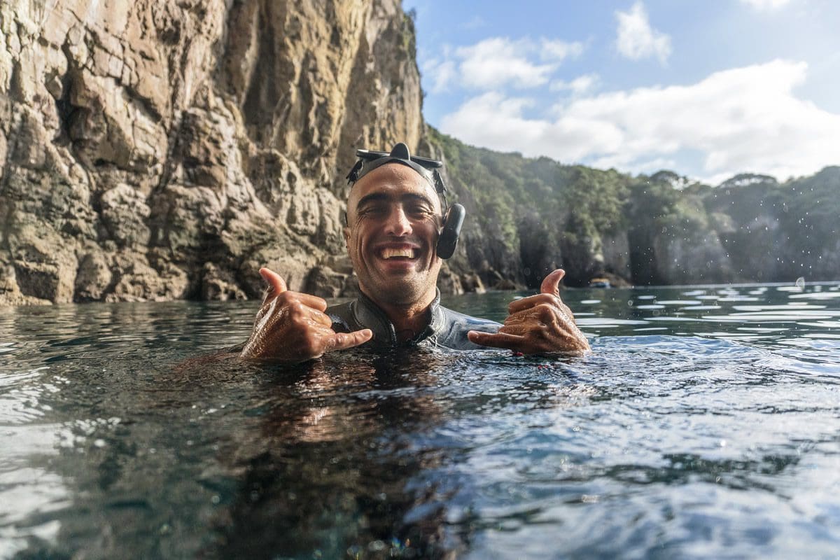 Enjoying snorkelling in Cathedral Cove