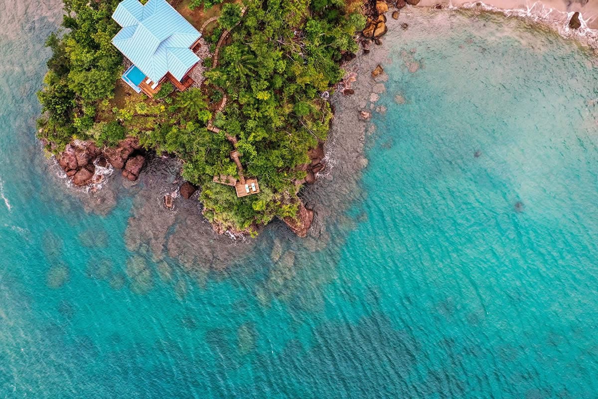 Aerial of Secret Bay, Dominica