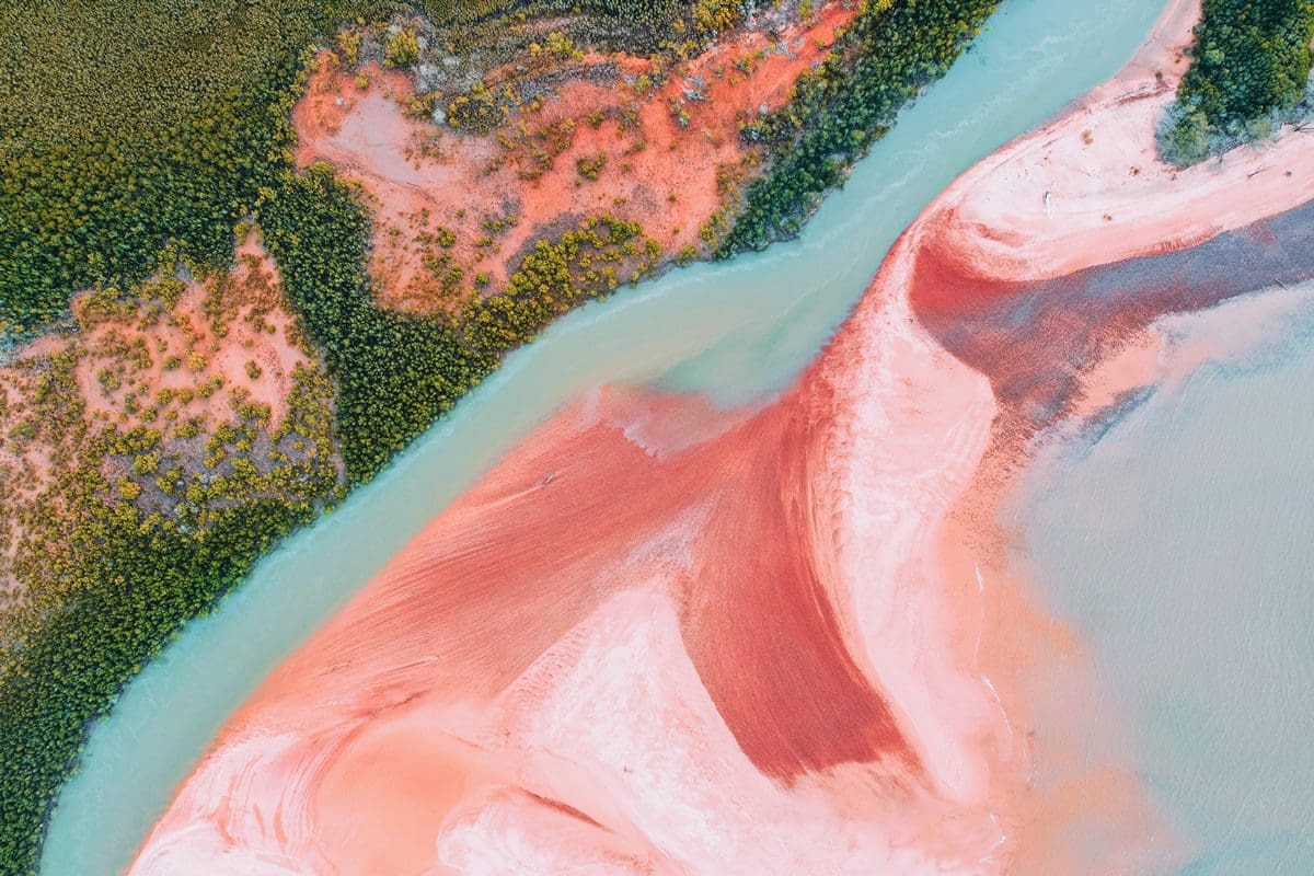 Aerial beach view in the Tiwi Islands - Tourism NT/Elise Cook