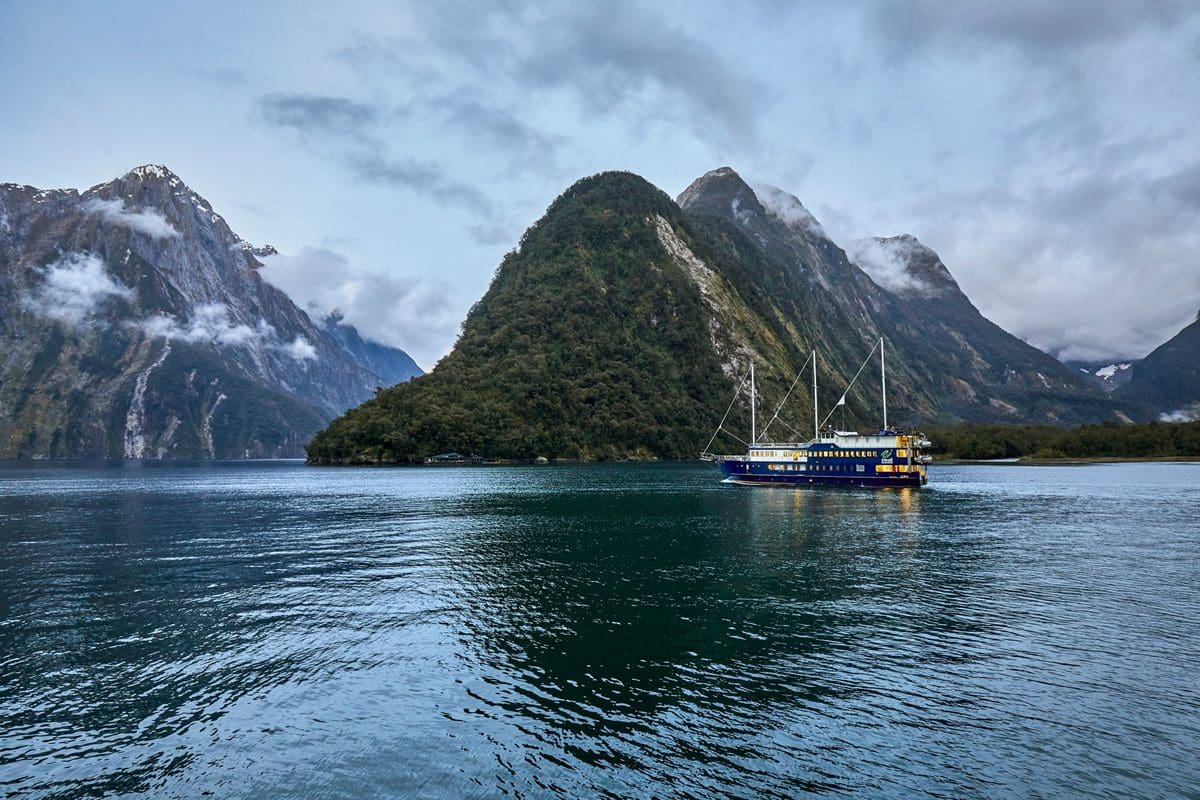 Leisure boat on Milford Sound, Fiordland - Tourism New Zealand/Matt Crawford