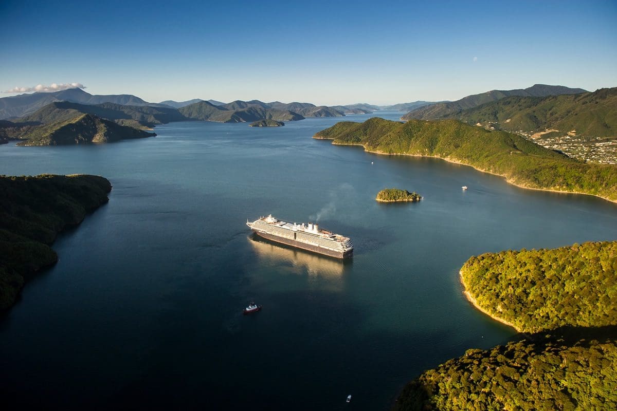 Cruise boat on Charlotte Sound, Marlborough, NZ