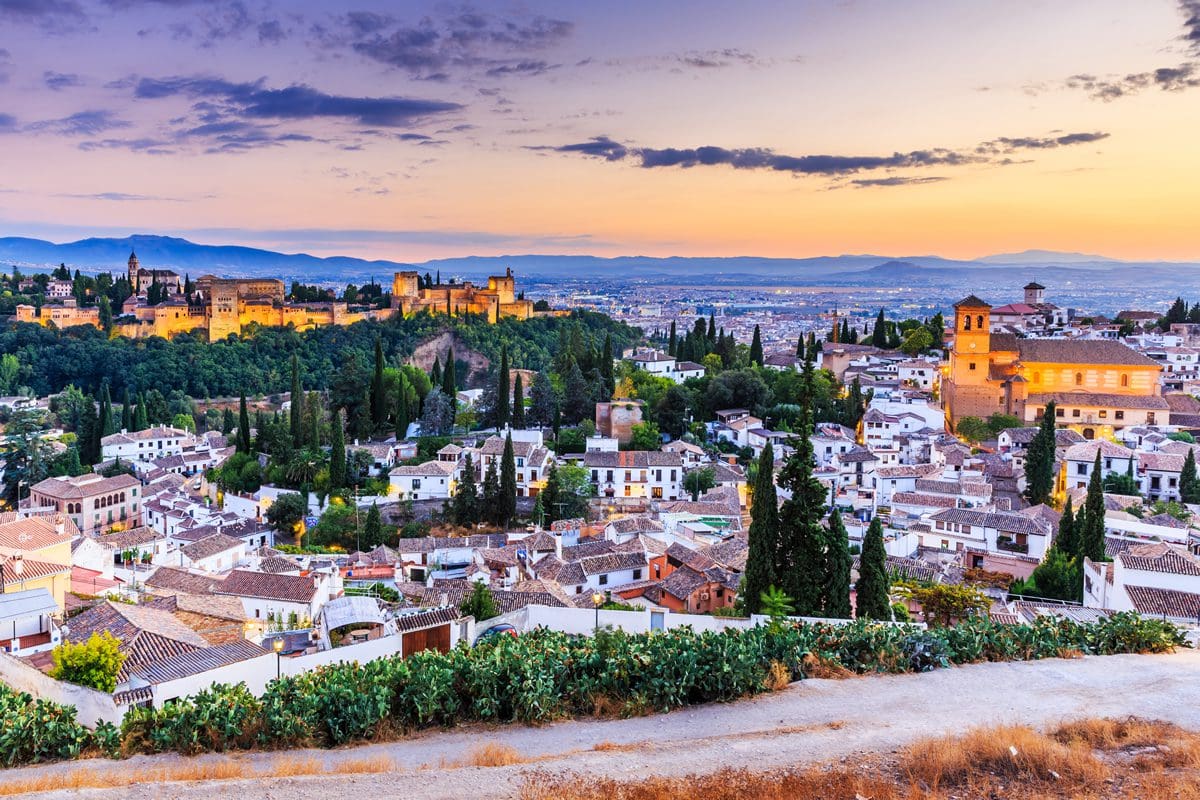 Alhambra of Granada at twilight