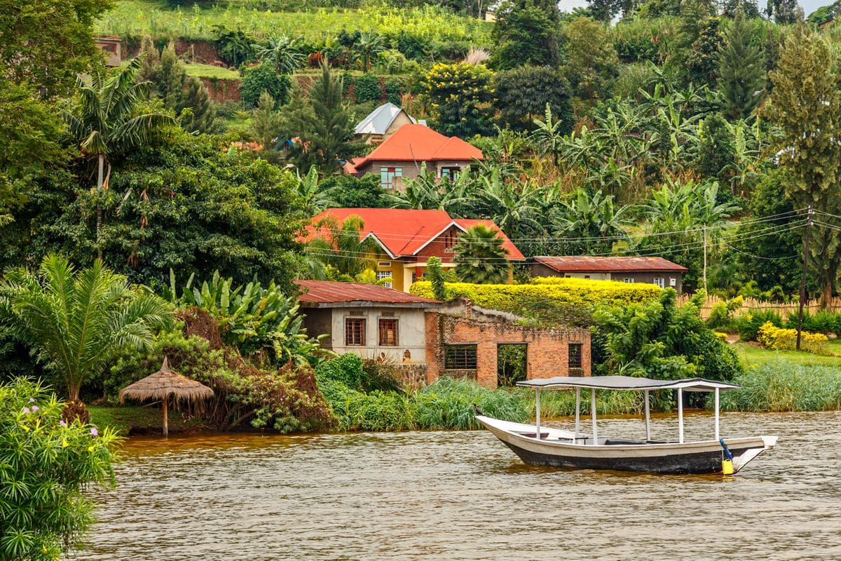 Boat anchored by the shore of Kivu Lake, Rwanda
