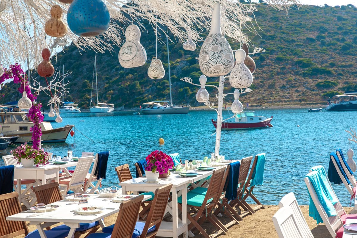 Colourful dining location, Gumusluk, Bodrum