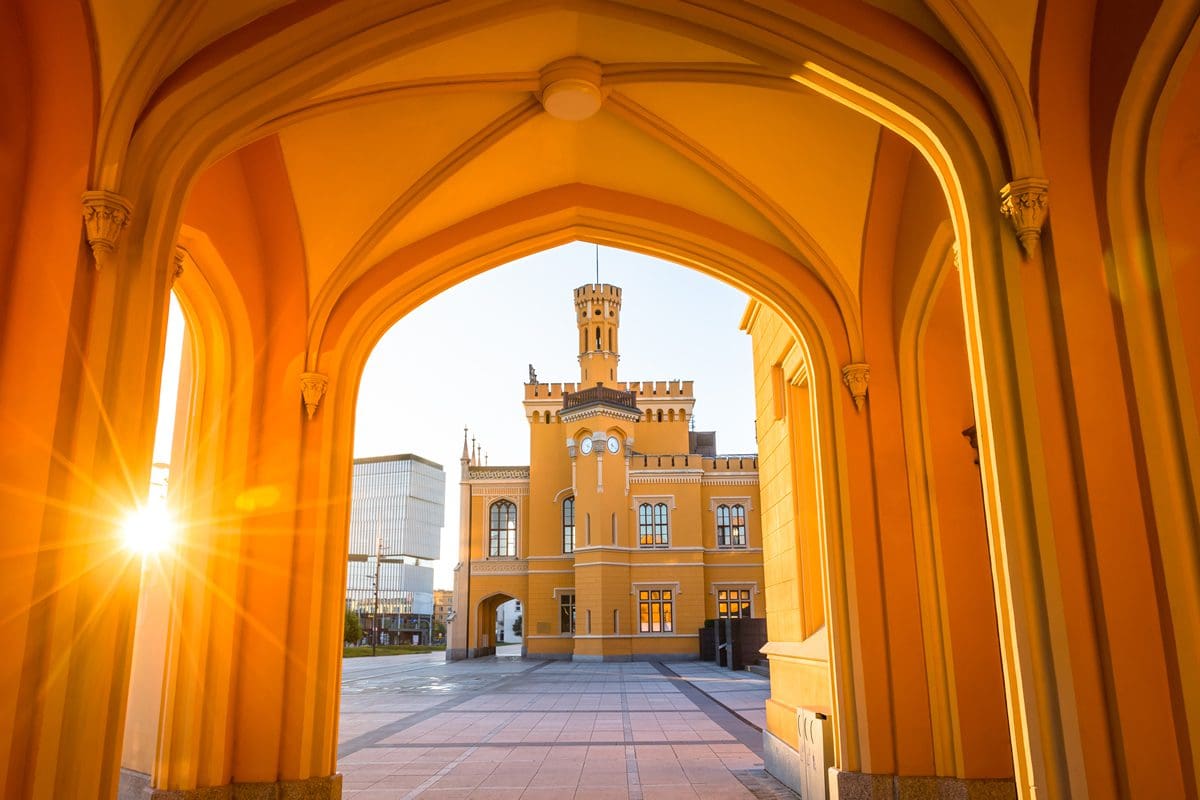 Early morning Wroclaw Railway Station view