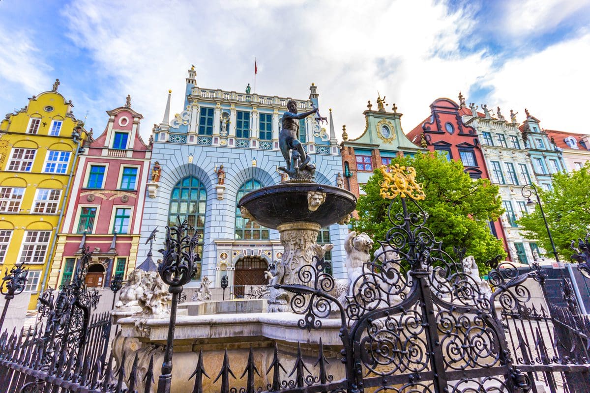 Famous Neptune fountain in Gdansk