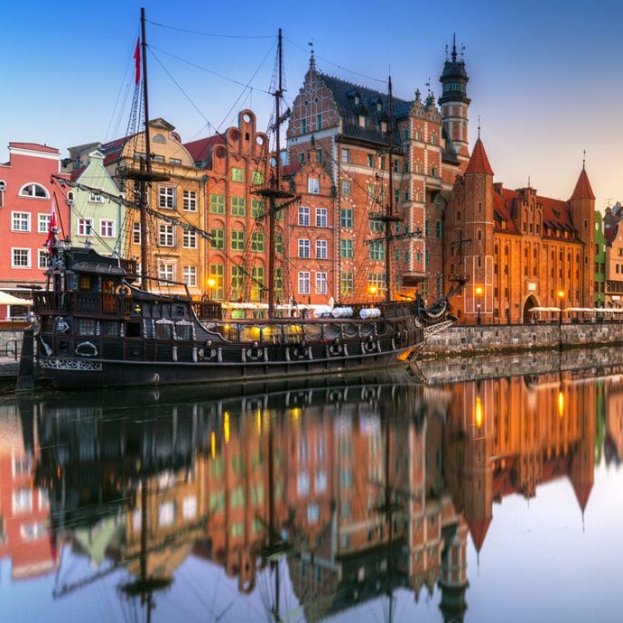 Motlawa River at sunrise, Gdansk