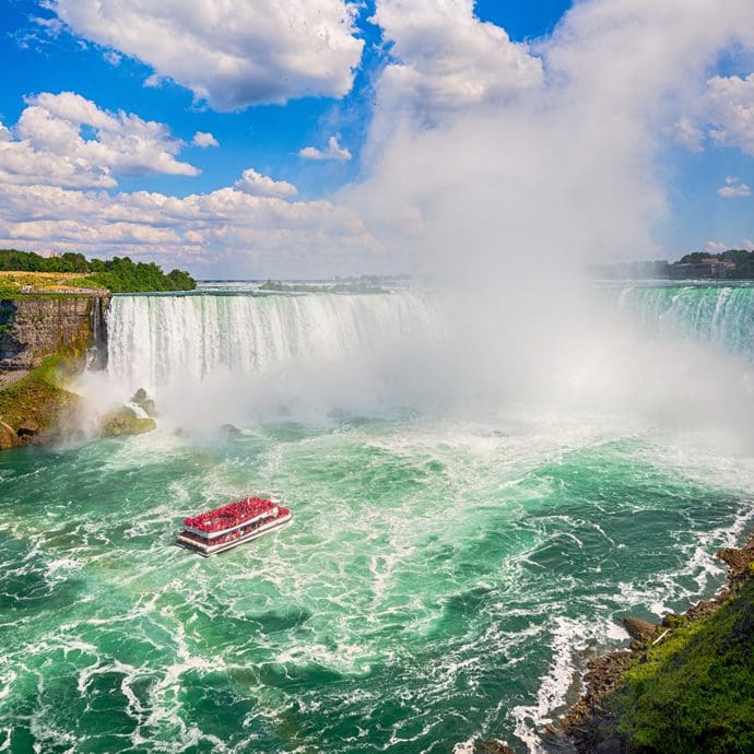 Enjoying a boat trip on Niagara Falls, Ontario