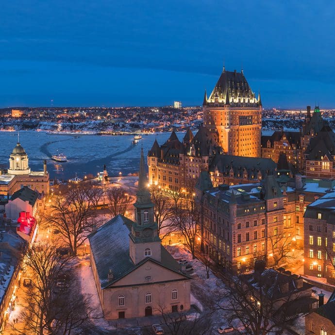 Old Quebec City viewed at night - Quebec Tourism/Francis Gagnon