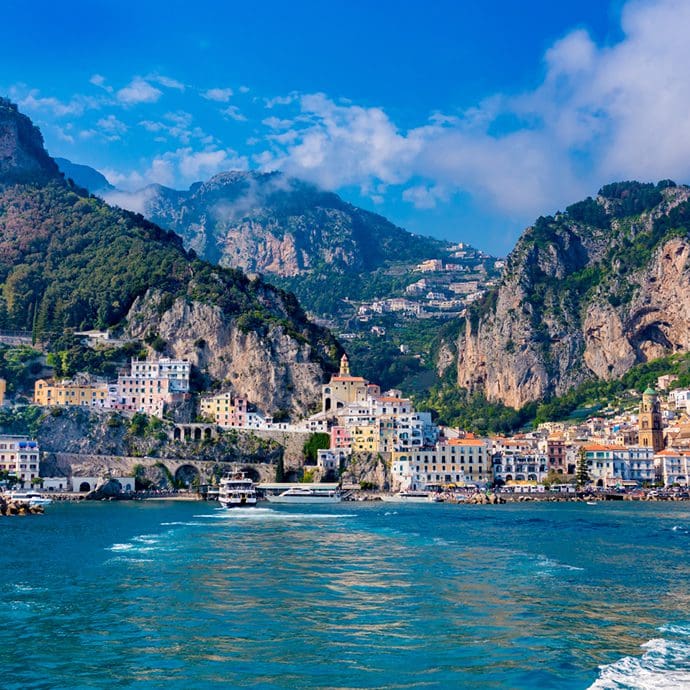 Amalfi coast views from the sea in Praiano Amalfi coast views from the sea in Praiano