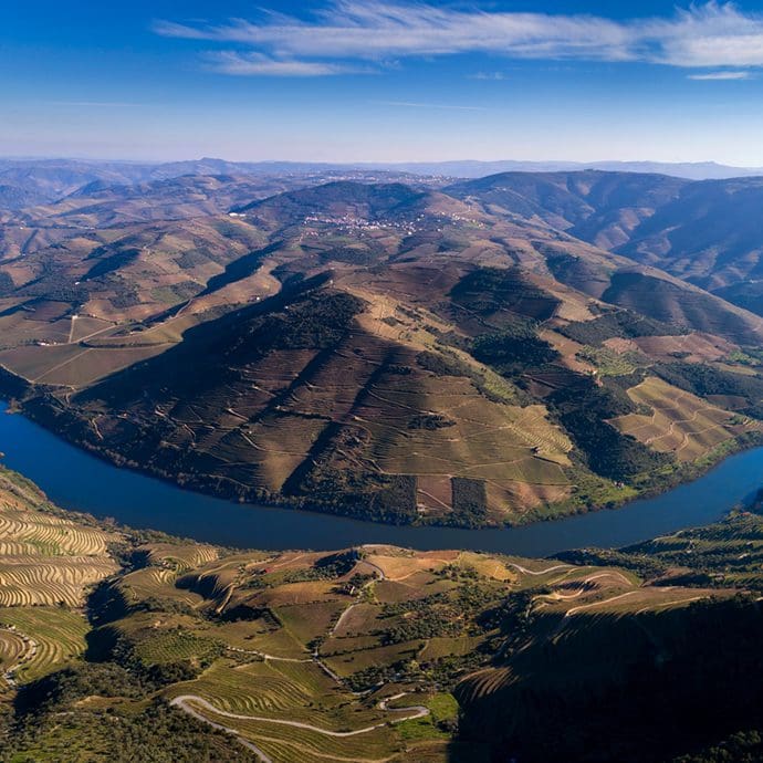 River view in the Douro Valley near the village of Tua, Portugal