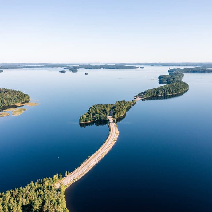 Pulkkilanharju ridge road between lakes in Päijänne National Park, Finland