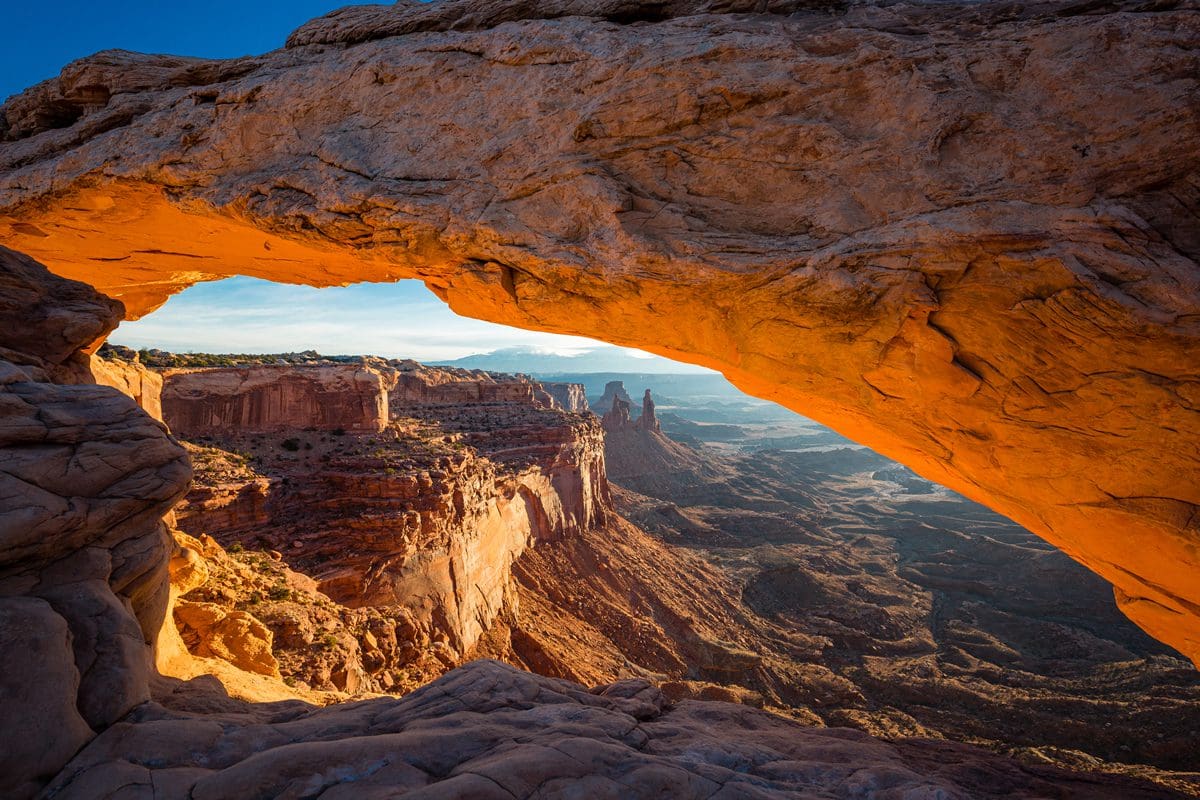 Sunrise over Mesa Arch in Canyonlands National Park, Moab, Utah
