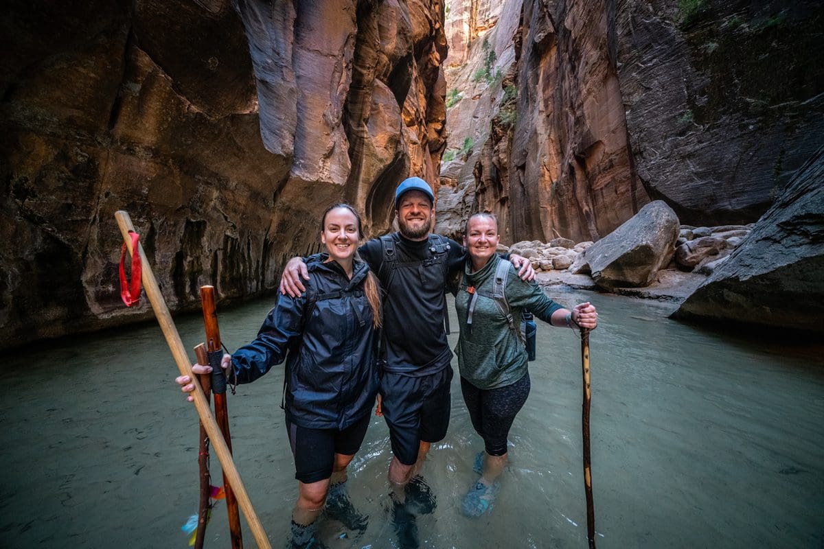 Wading the Narrows of Zion National Park, Utah