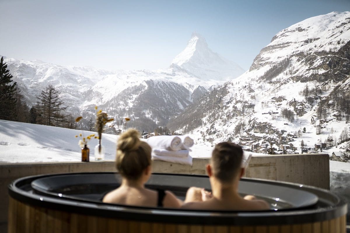 Matterhorn view from a hot tub, Zermatt - Switzerland Tourism/Andre Meier