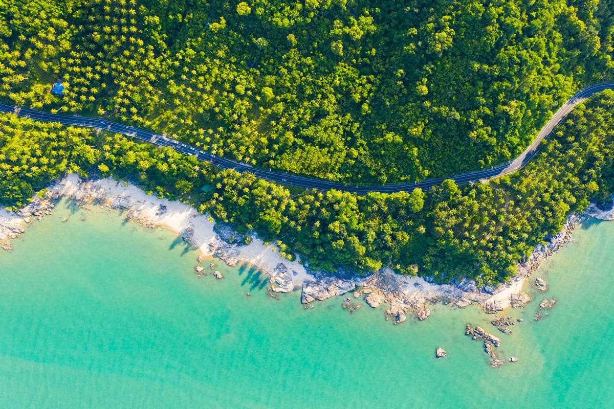 Khanom coastline aerial view