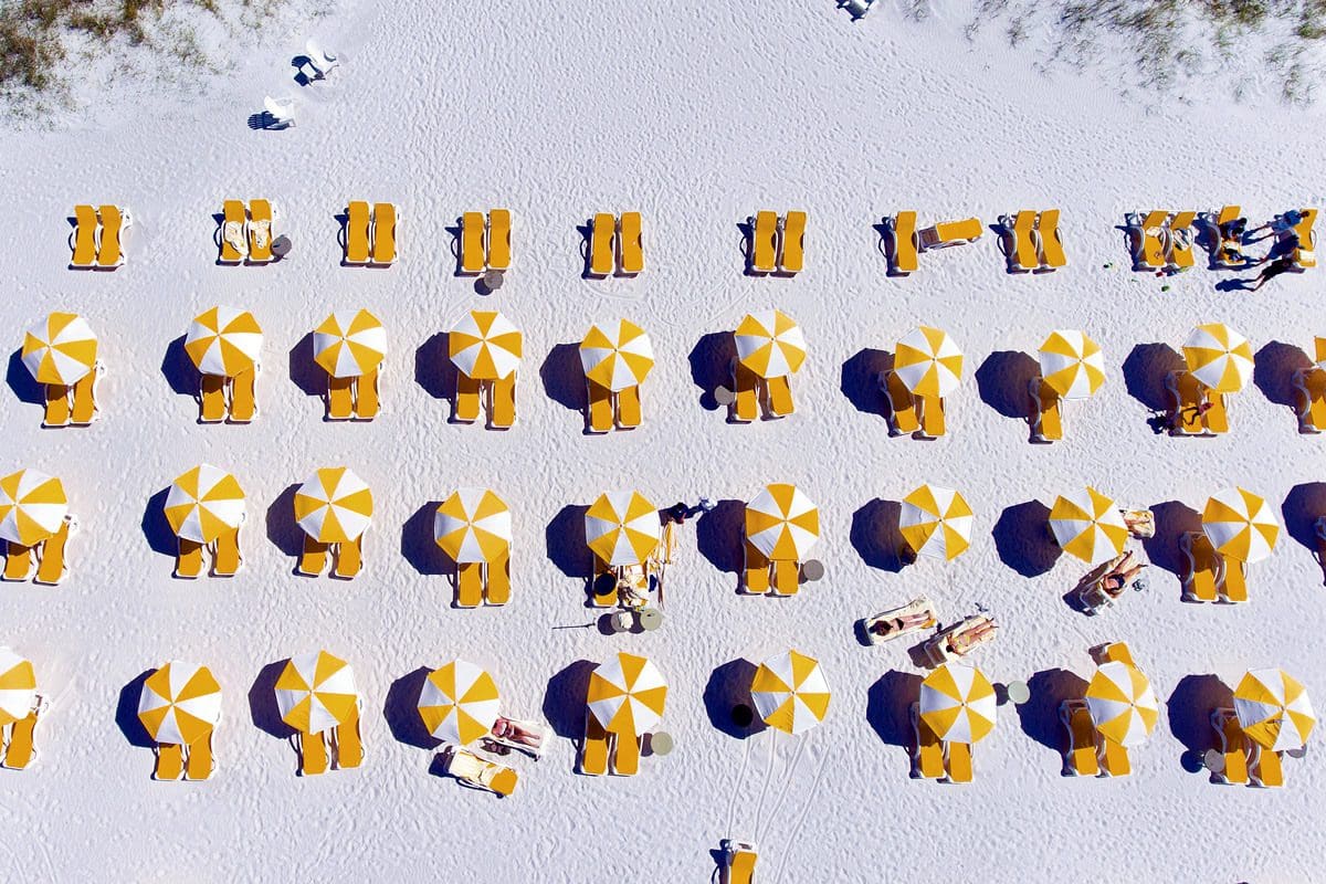 Yellow beach umbrellas - VisitStPeteClearwater.com/Chris Zuppa