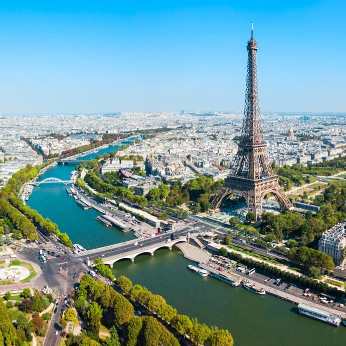 Aerial view of the Eiffel Tower, Paris