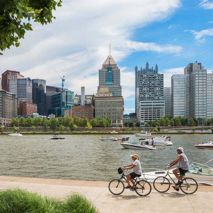 Bikers on North Side Trail - Visit Pittsburgh Bikers on North Side Trail - Visit Pittsburgh