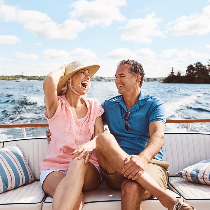 Happy couple on a boat