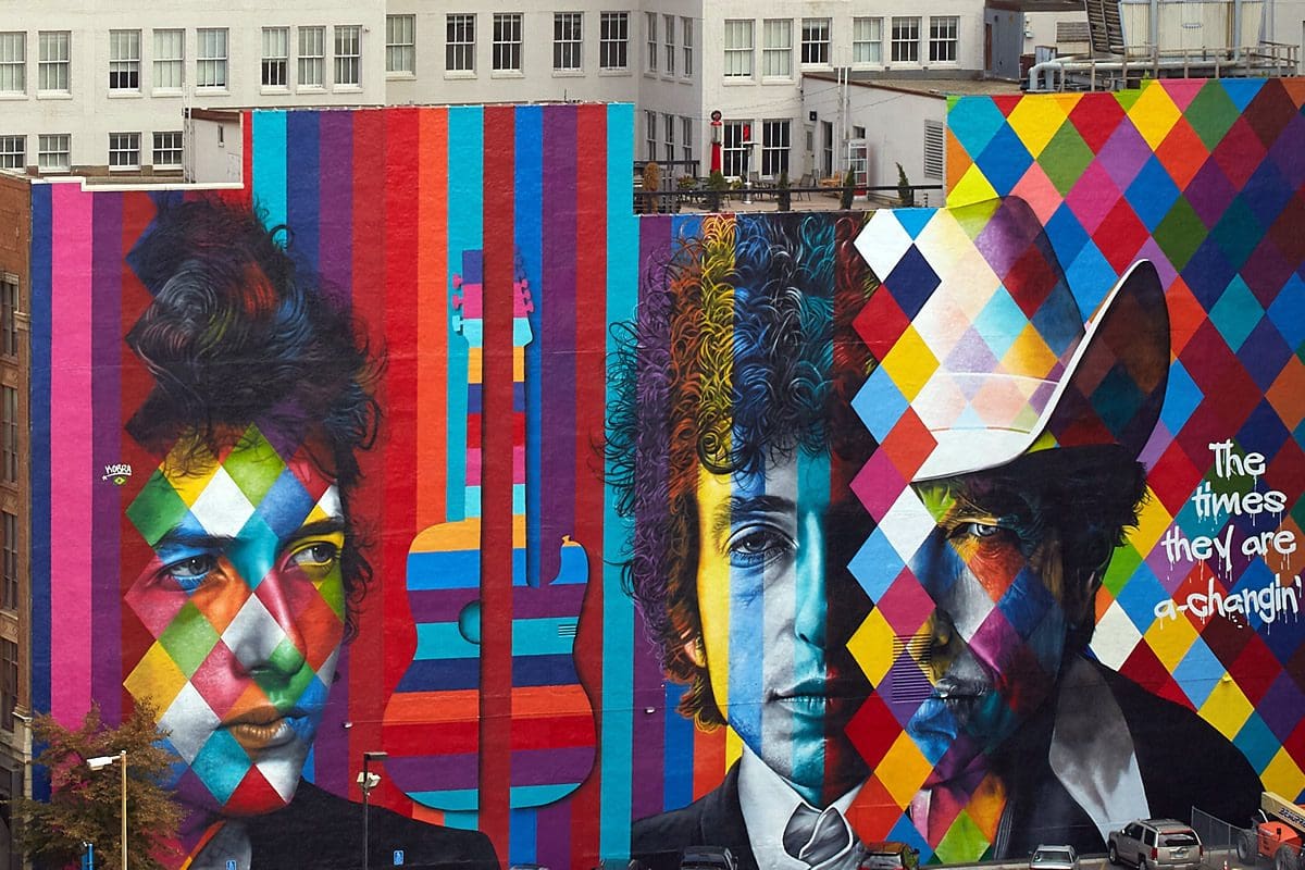 Bob Dylan mural, downtown Minneapolis- Meet Minneapolis/Bill Hickey