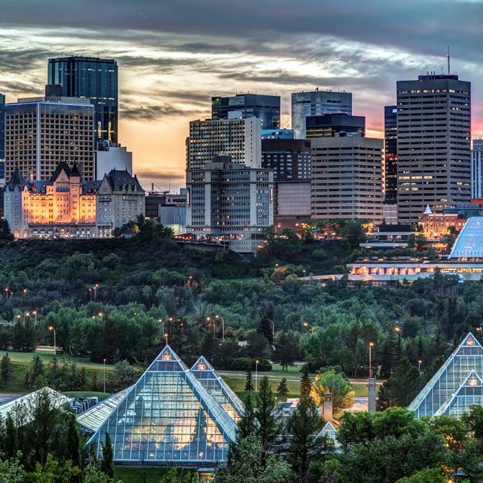 Ice skating at Edmonton City Hall Travel Alberta/Mike Seehagel