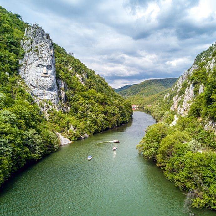 Decebal's Head in the Iron Gates region of the Danube, Romania
