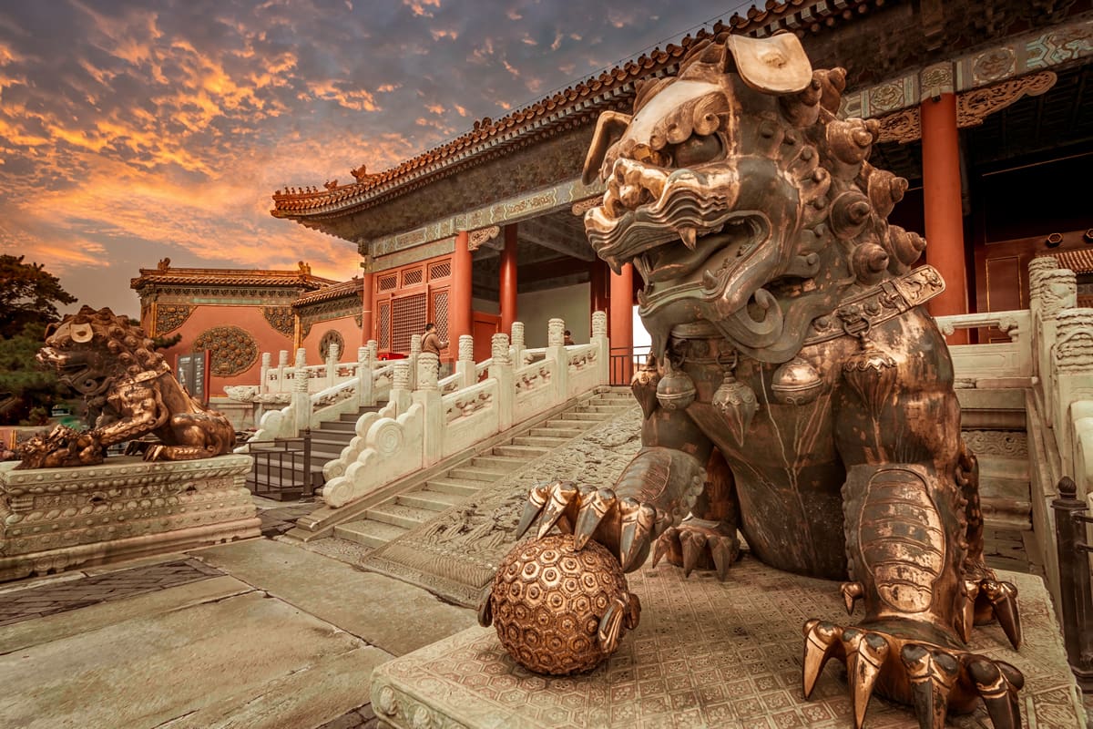 Bronze lion, Forbidden City, Beijing, China