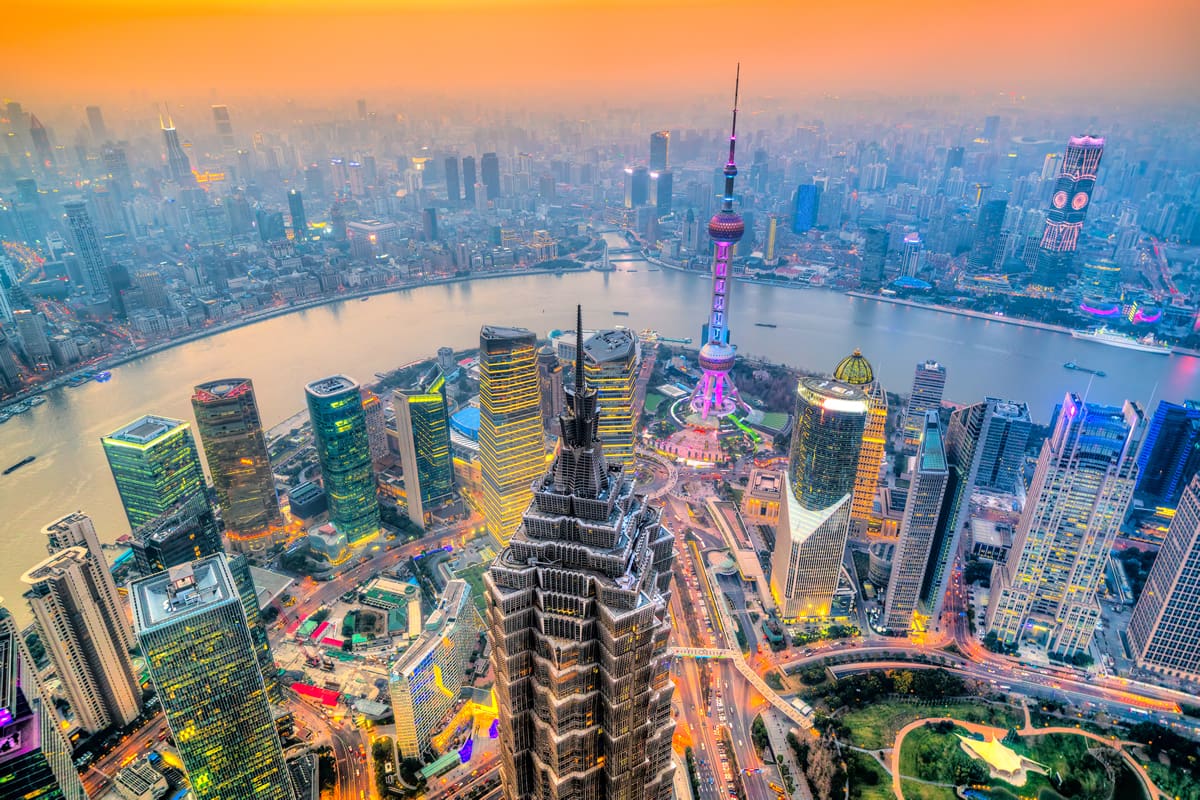 Shanghai aerial cityscape view, China