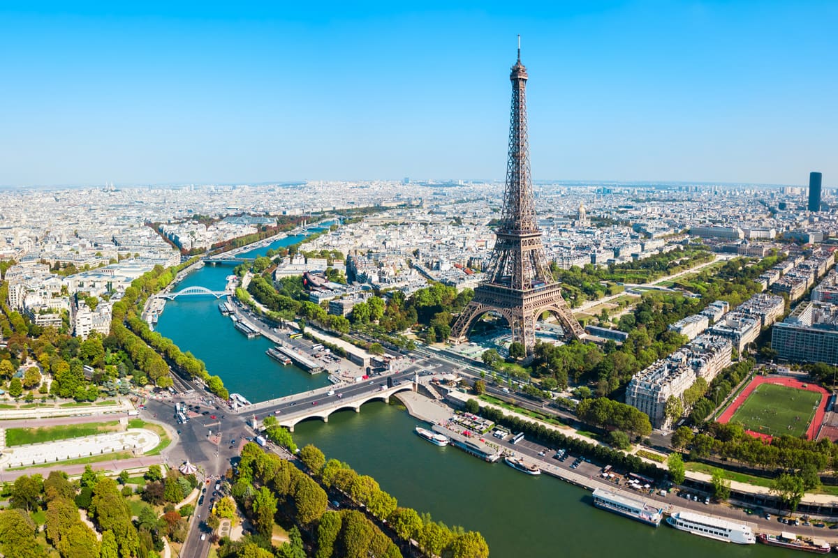 The Eiffel Tower by the banks of the River Seine