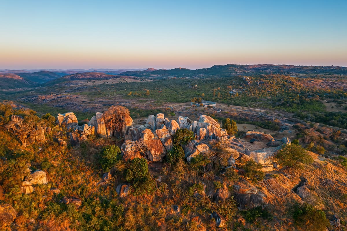 Aerial view of ruins in Zimbabwe
