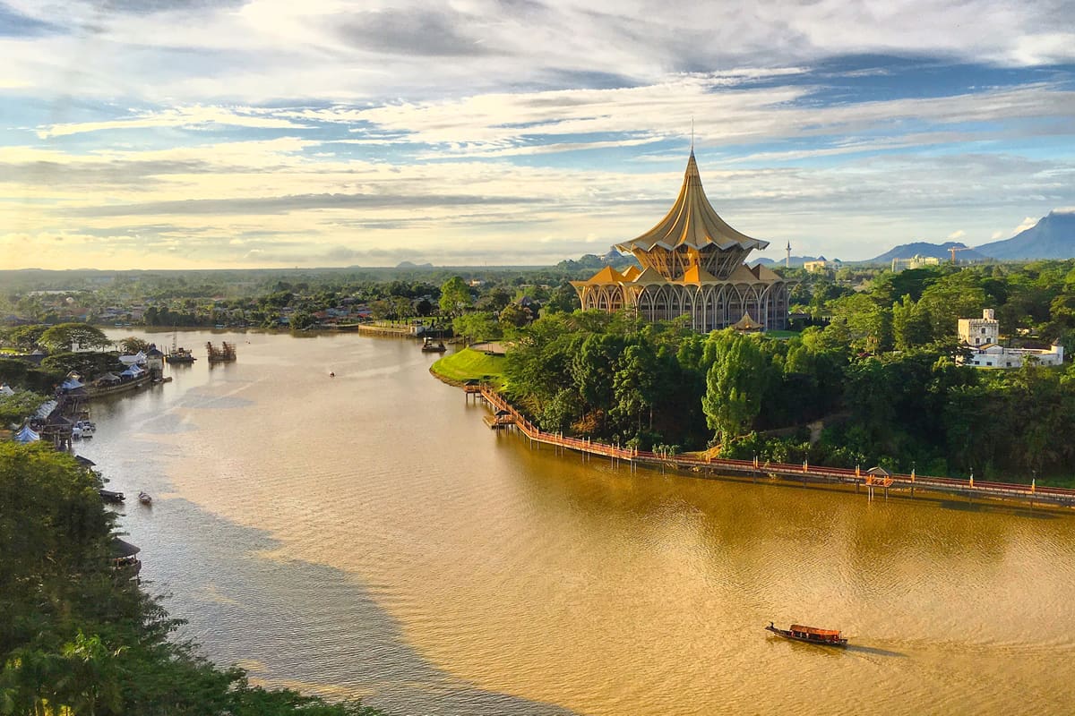 Aerial view of the Sarawak River in Kuching - Tourism Malaysia