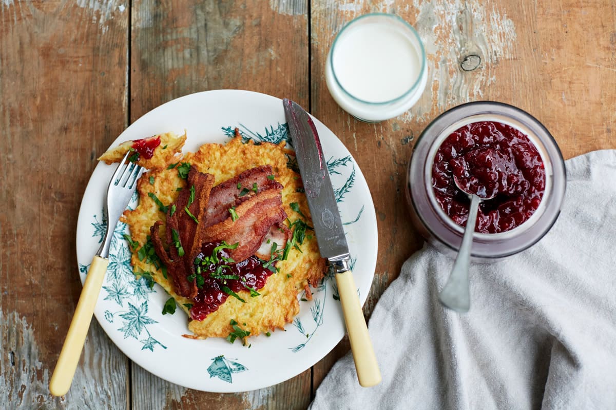 Potato pancake (raggmunk), usually served with lingonberry jam and pork - imagebank.sweden.se/Magnus Carlsson