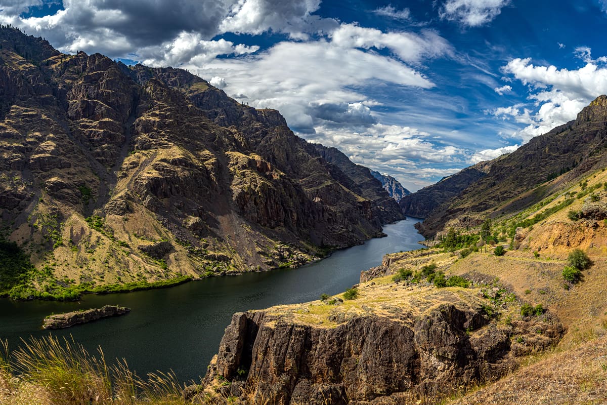 The Snake River running through Hells Canyon on the Idaho-Oregon state line