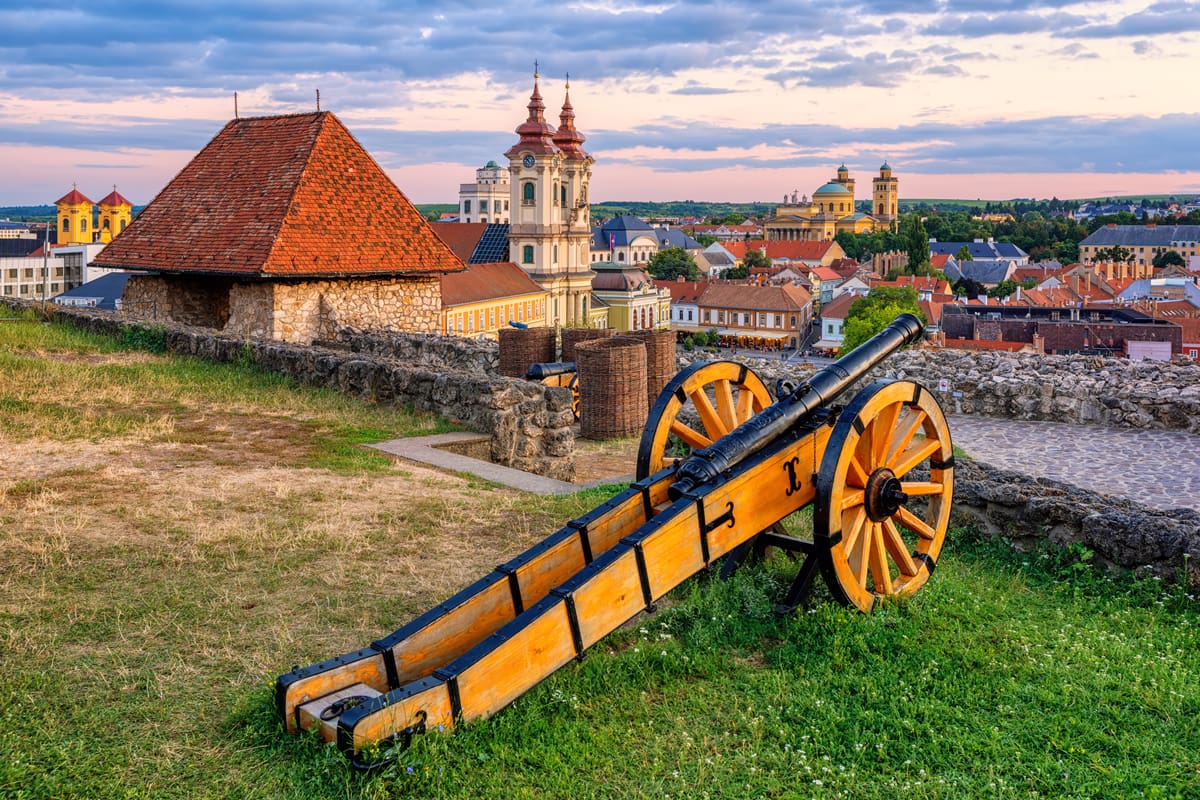 View over the medieval old town of Eger, Hungary