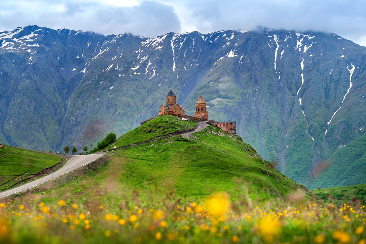 Gergeti Trinity Church in Kazbegi, Georgia
