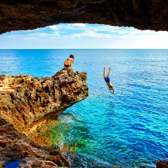 Sea caves near Cape Greko, Cyprus