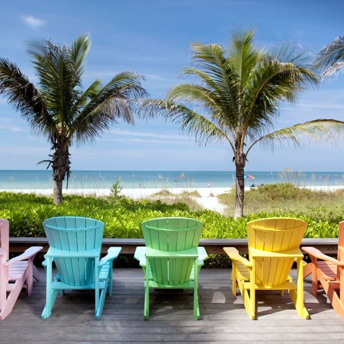 Anna Maria Island colourful chairs - Bradenton Area Visitors Bureau/Tom Shelby