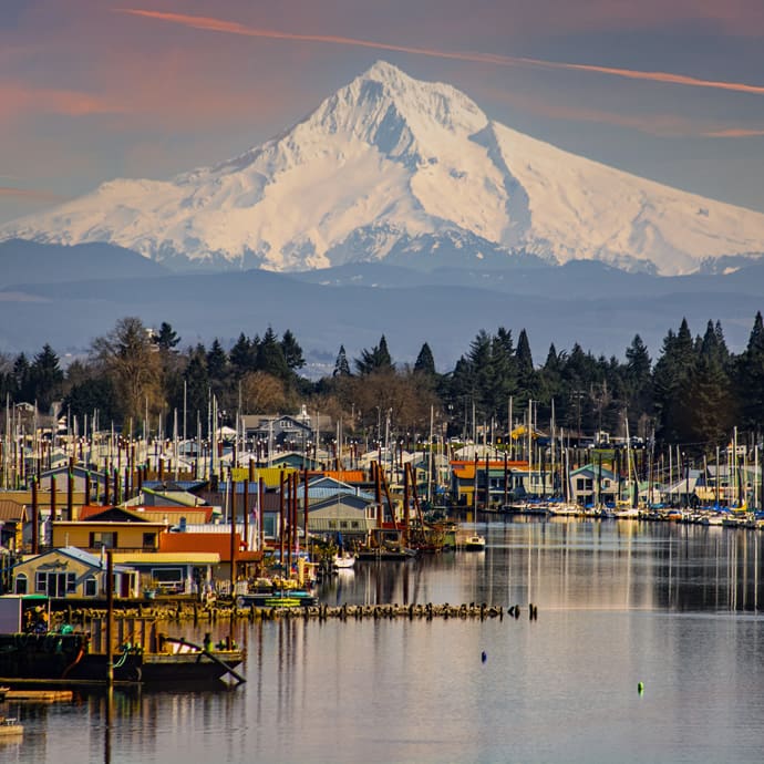 View of Mount Hood from Hayden Island - Travel Portland/Jon Kraft View of Mount Hood from Hayden Island - Travel Portland/Jon Kraft