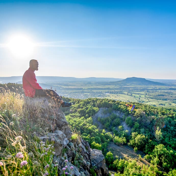Admiring Kokapu natural viewpoint in the Balaton Uplands of Hungary Admiring Kokapu natural viewpoint in the Balaton Uplands of Hungary