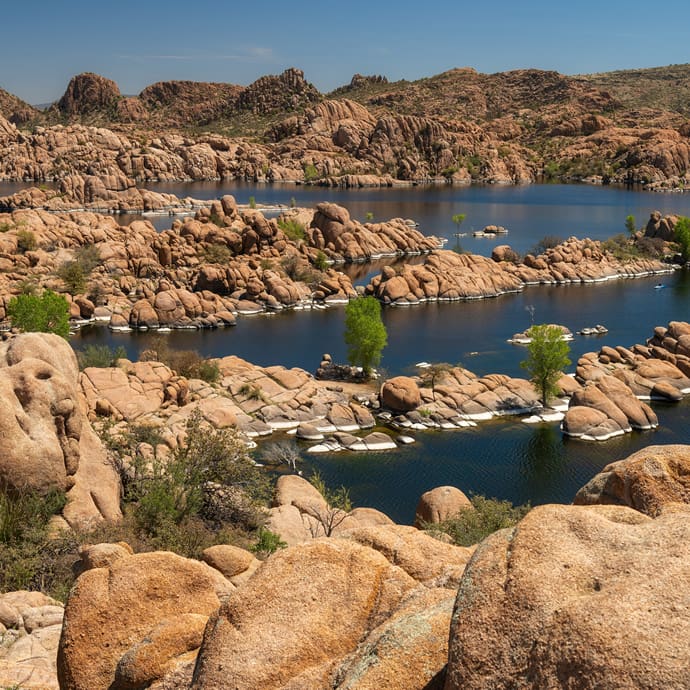 A late afternoon image of Watson Lake and the Granite Dells near Prescott, Arizona