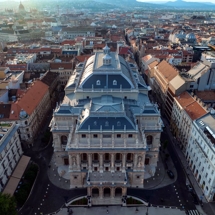 Aerial view of the Hungarian Royal State Opera House, Budapest