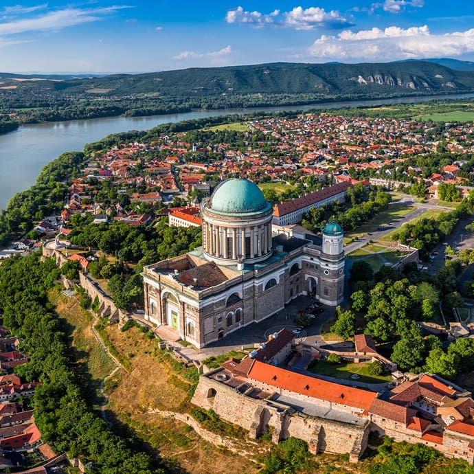 Aerial view of Esztergom, Hungary