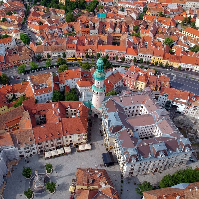 Drone view of Sopron, Hungary