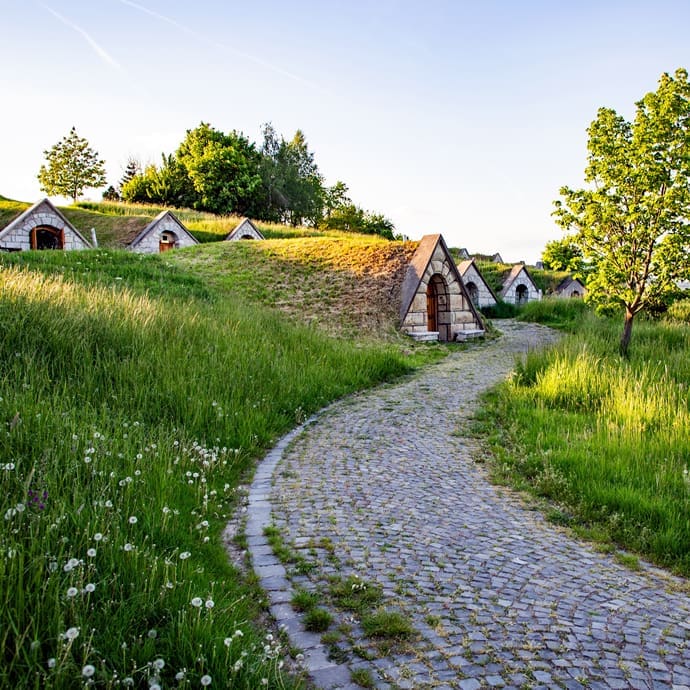 Traditional wine cellars of Hungary's Tokaj region